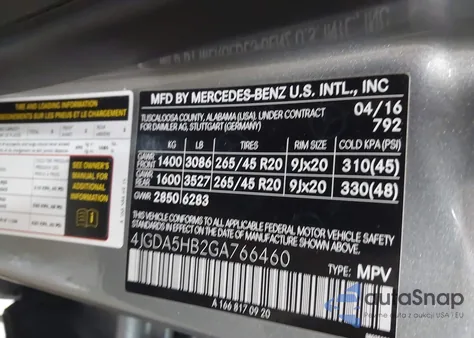 2016 Mercedes-Benz Gle 350 4Matic from USA, damaged, VIN 4JGDA5HB2GA766460